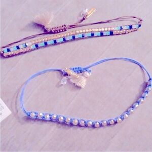 Qty. 2 NWOT anklets Lonna & Lily blue Beaded, metal, Adj.  Bracelets